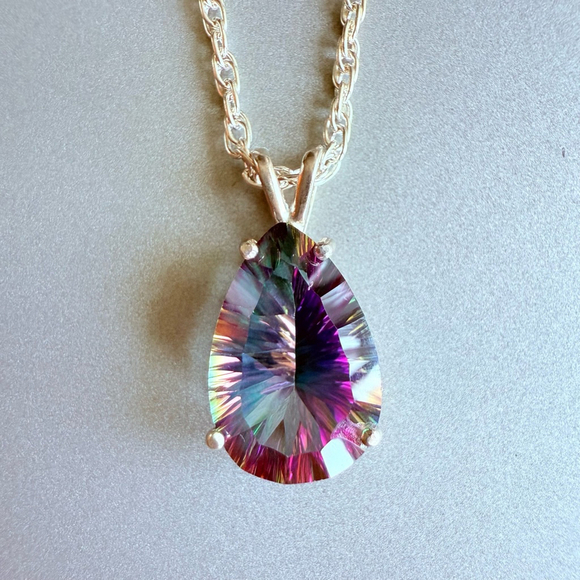 Aurora Borealis Northern Lights Mystic Topaz Pendant in Sterling Silver … - Picture 2 of 7